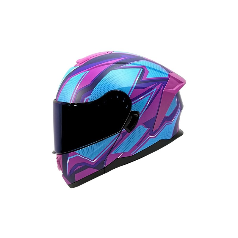 Casco para motociclista talla M abatible 2W Liberty azul rosa