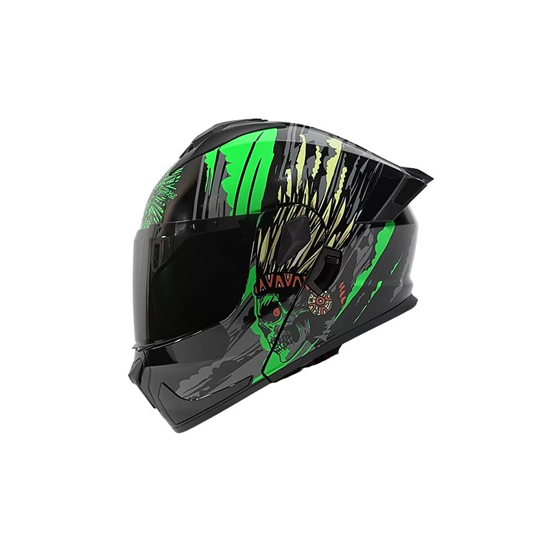 Casco para motociclista talla XL abatible 2W Dakota negro con led