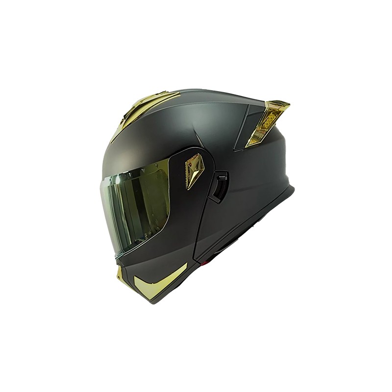 Casco para motociclista talla XL abatible 2W Fury negro mate con LED