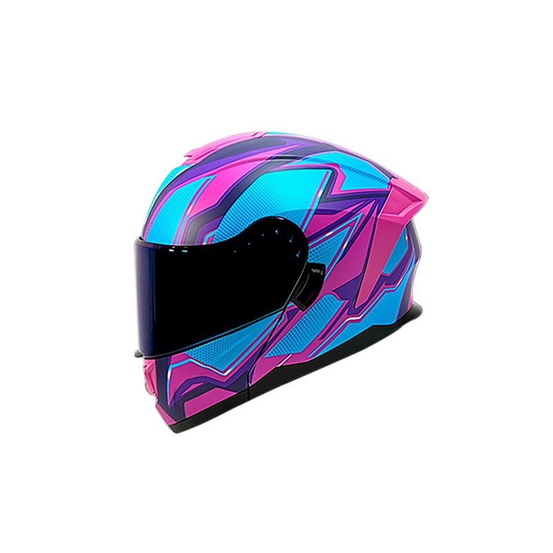 Casco para motociclista talla XL abatible 2W Liberty azul rosa