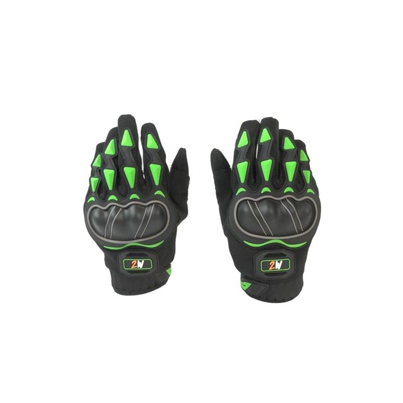 Guantes para motociclista talla L Road master negro verde 2W