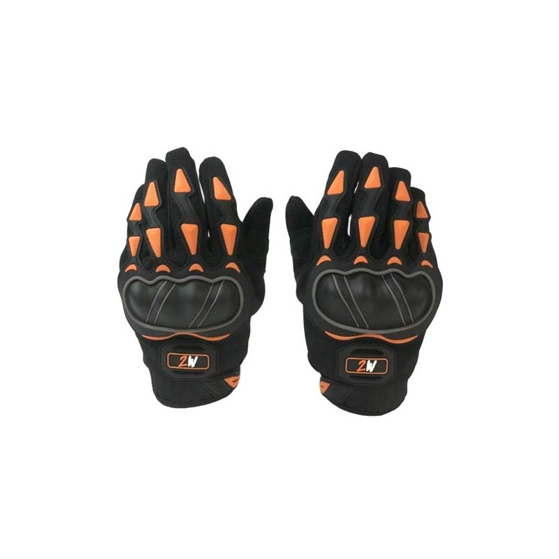 Guantes para motociclista talla XL Road master negro naranja 2W
