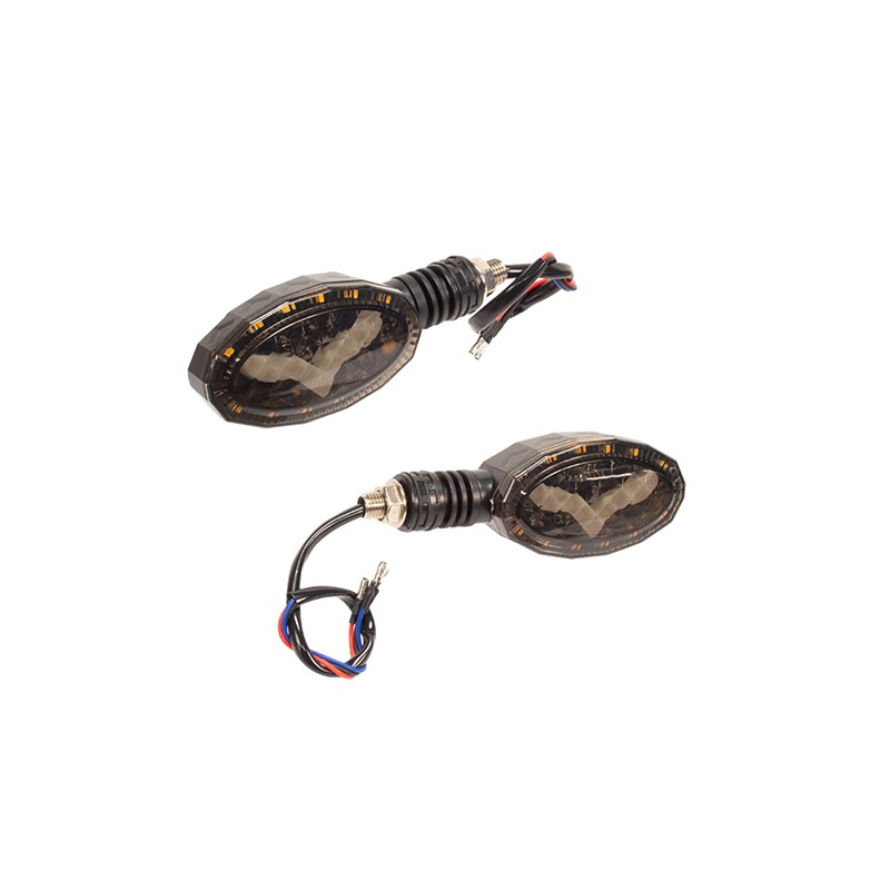 Direccionales secuenciales para motocicleta universales ovaladas ambar y azul R274 Kinlley