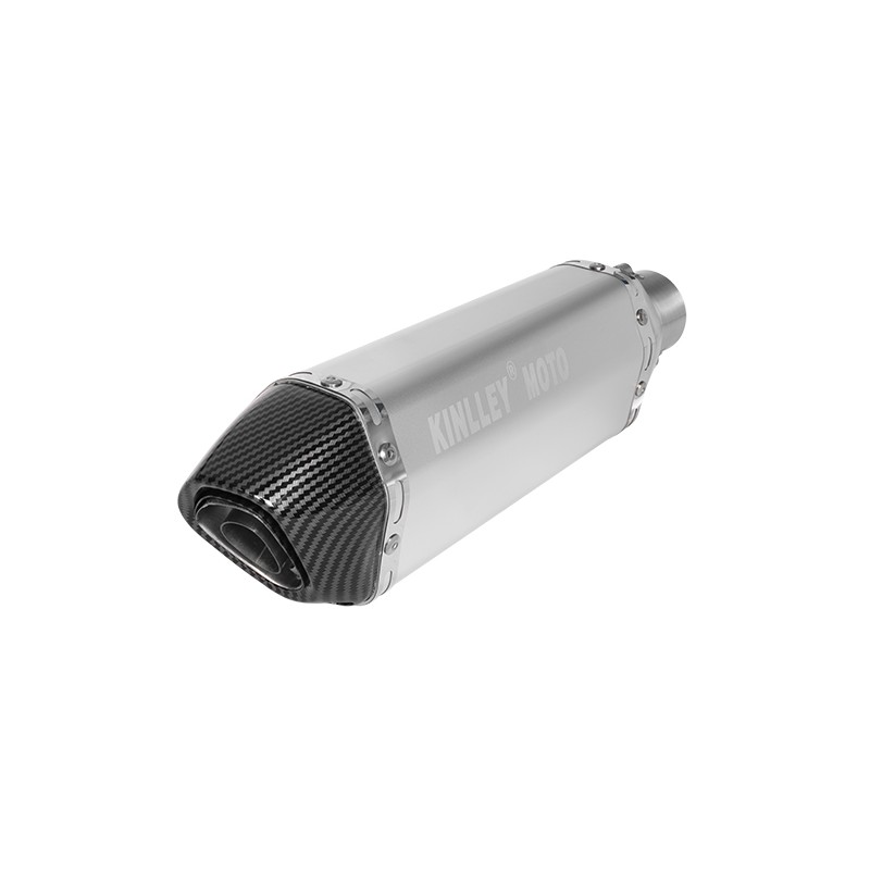 Escape para motocicleta universal deportivo Plata con fibra de carbon de 35mm a 51mm H Kinlley