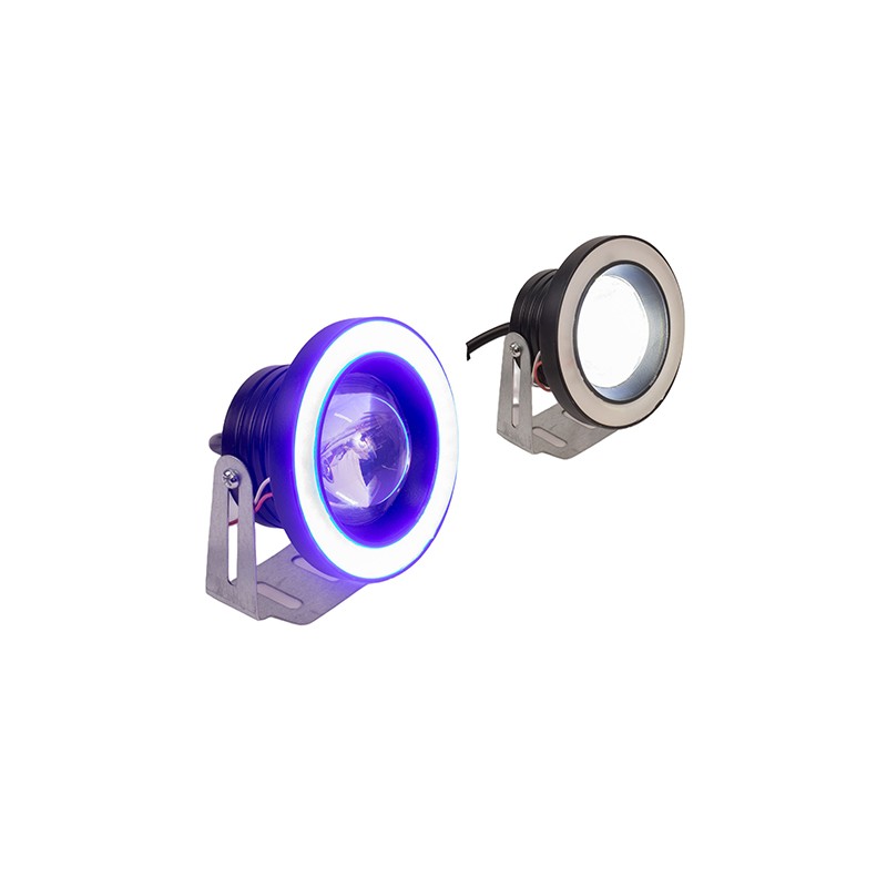 Faro auxiliar ojo de angel con base para motocicleta luz blanca y azul Kinlley