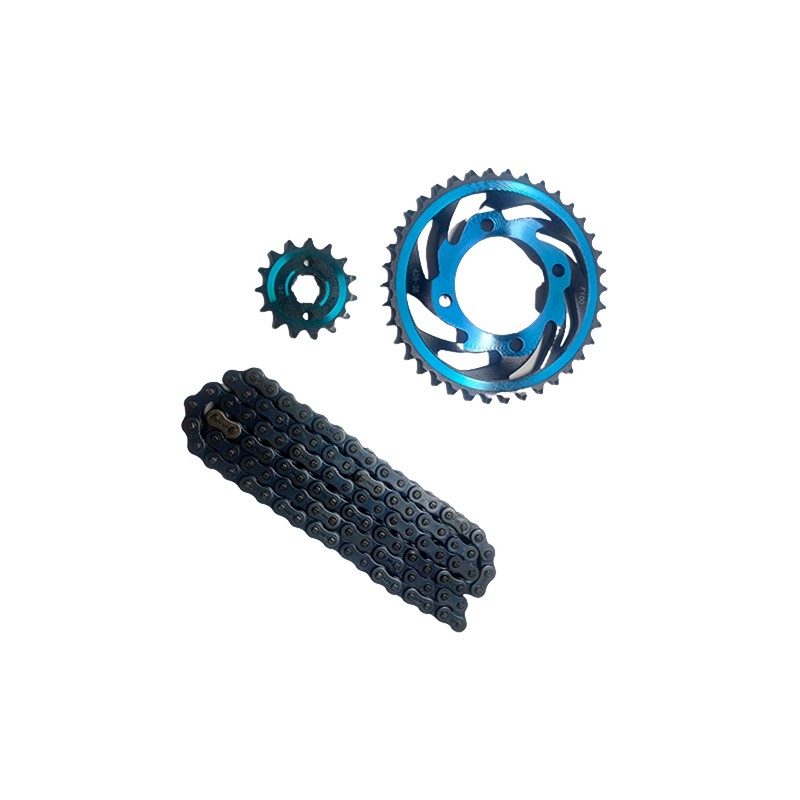 Kit de traccion FT125 38D - 15D 428Hx102L azul