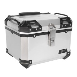 Caja porta equipaje para motocicleta 45L plata con respaldo y forro Kinlley