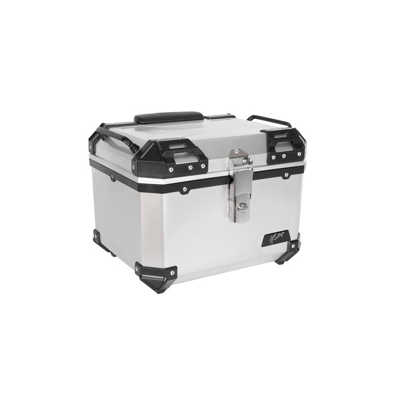 Caja porta equipaje para motocicleta 45L plata con respaldo y forro Kinlley