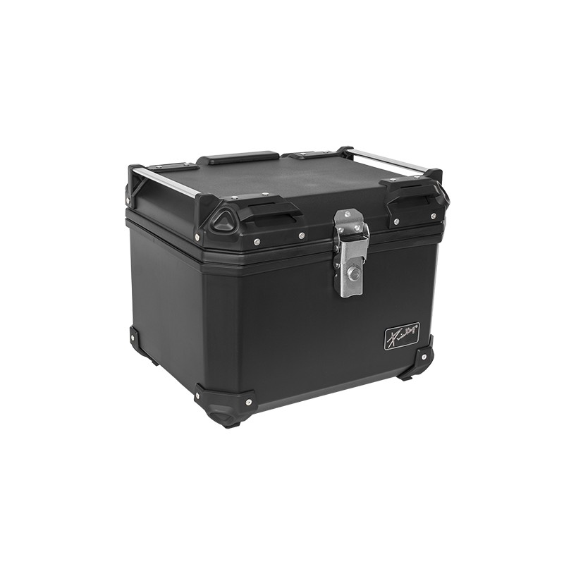 Caja porta equipaje para motocicleta 47L negra con respaldo y forro Kinlley