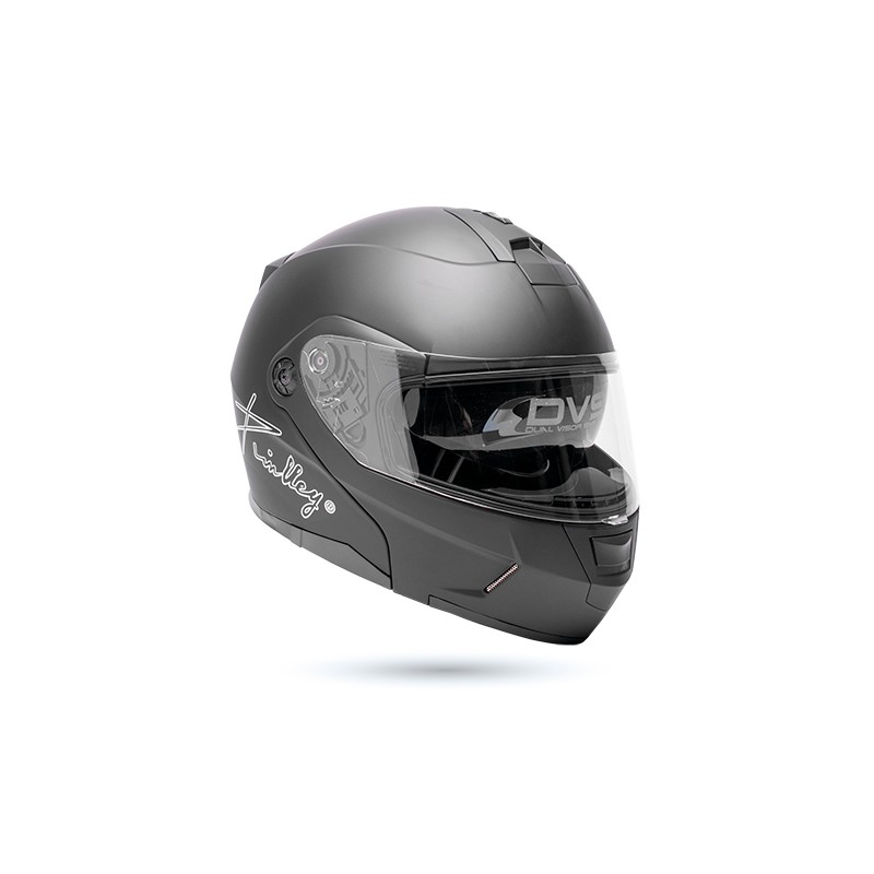 Casco para motociclista talla XL abatible Helmet A119 negro mate Kinlley