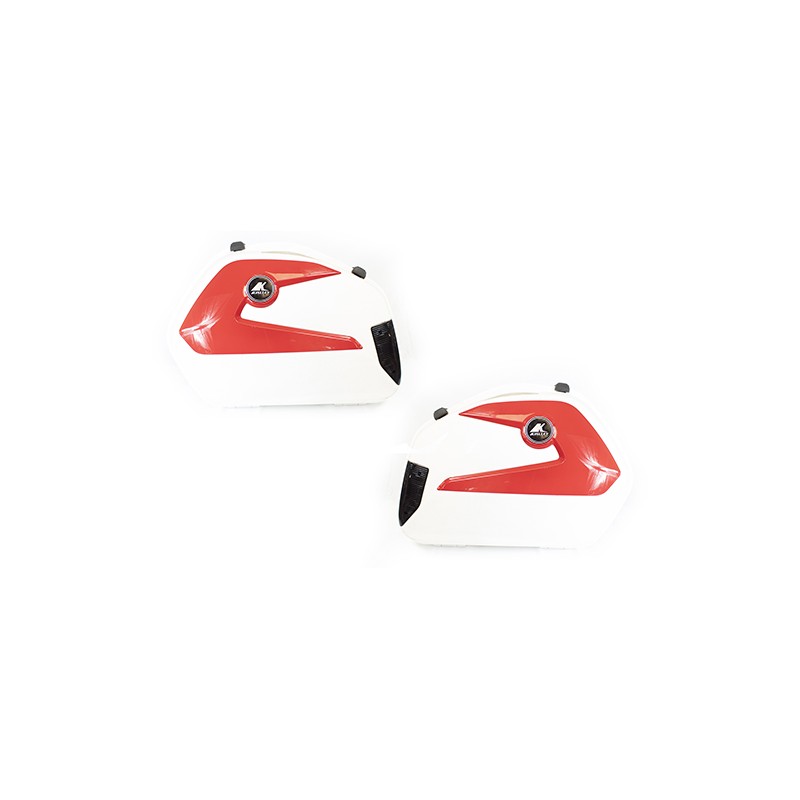 Alforjas rigidas porta equipaje para motocicleta 20L rojo con blanco con luz universal Kinlley