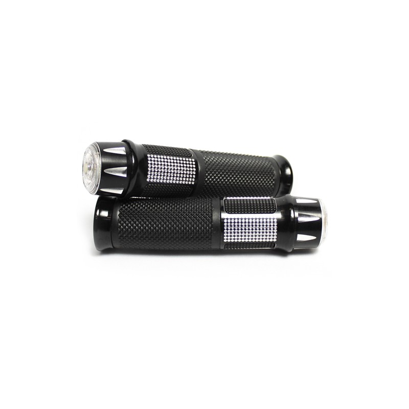 Puños de aluminio negros con led para motocicleta XL - 285 Kinlley