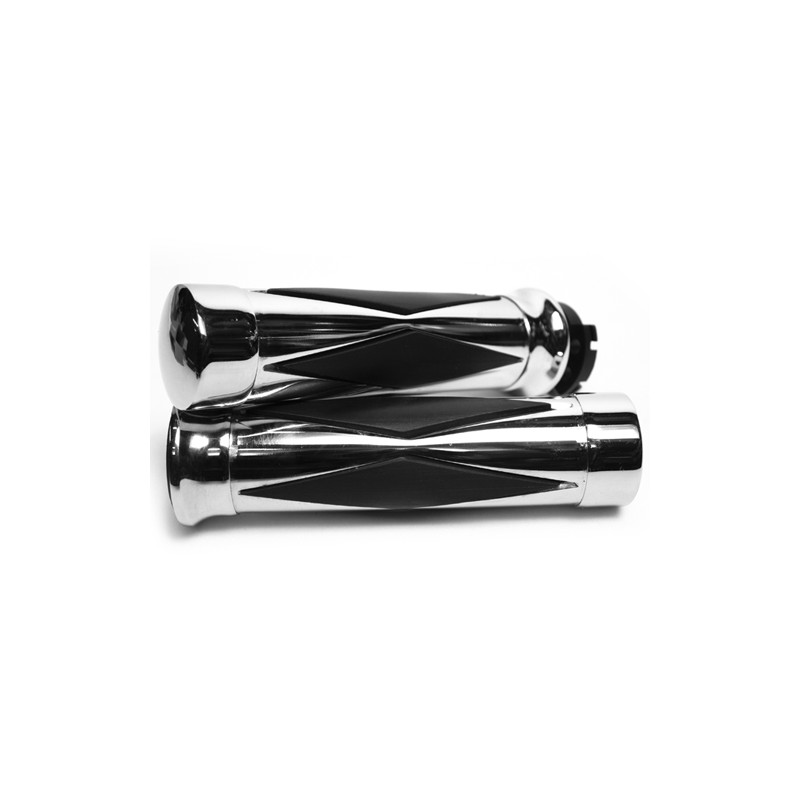 Puños de aluminio rombo cromados / negros 1 pulgada Viatlia 150 Street rod 150 Kinlley