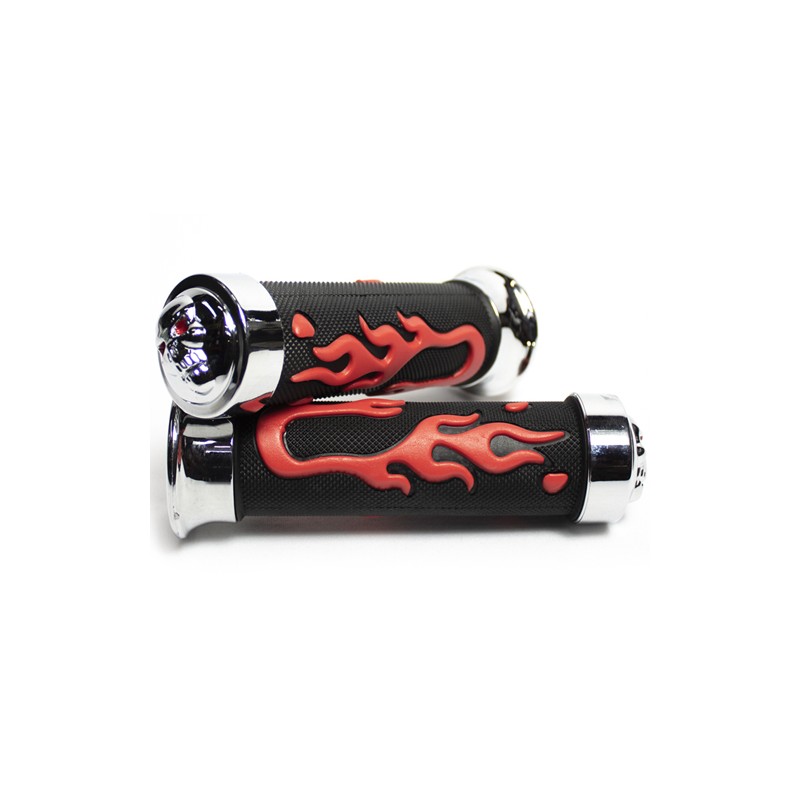 Puños para motocicleta Flame negro rojo Kinlley