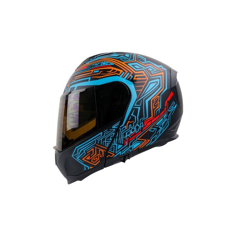 Casco para motociclista talla L abatible revenge pro negro azul mate scircuit RODA