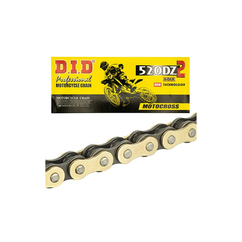 Cadena para motocicleta 520 DZ2 x 116 DID dorada Especial Motocross