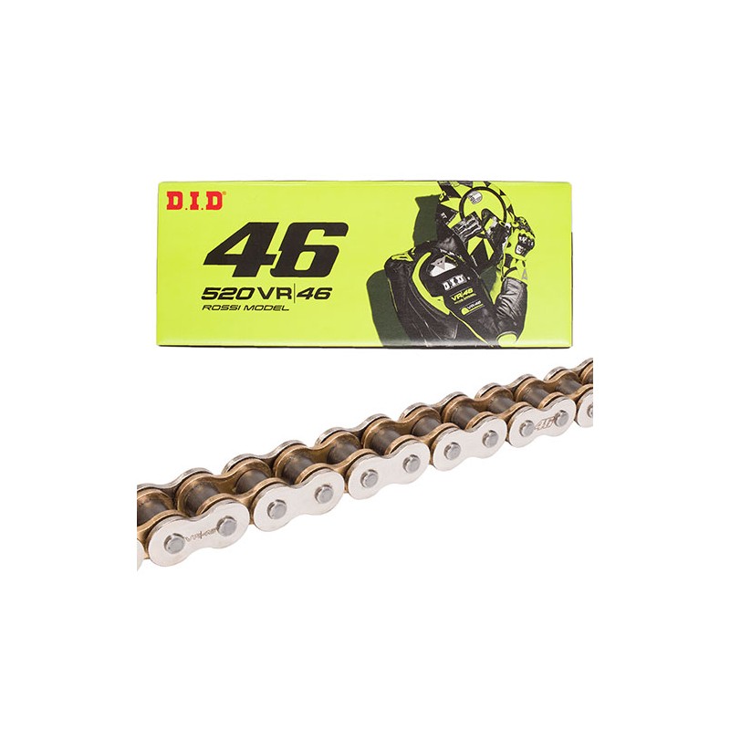 Cadena para motocicleta 520 VR46 X 116 (ZJ) dorada X - ring DID