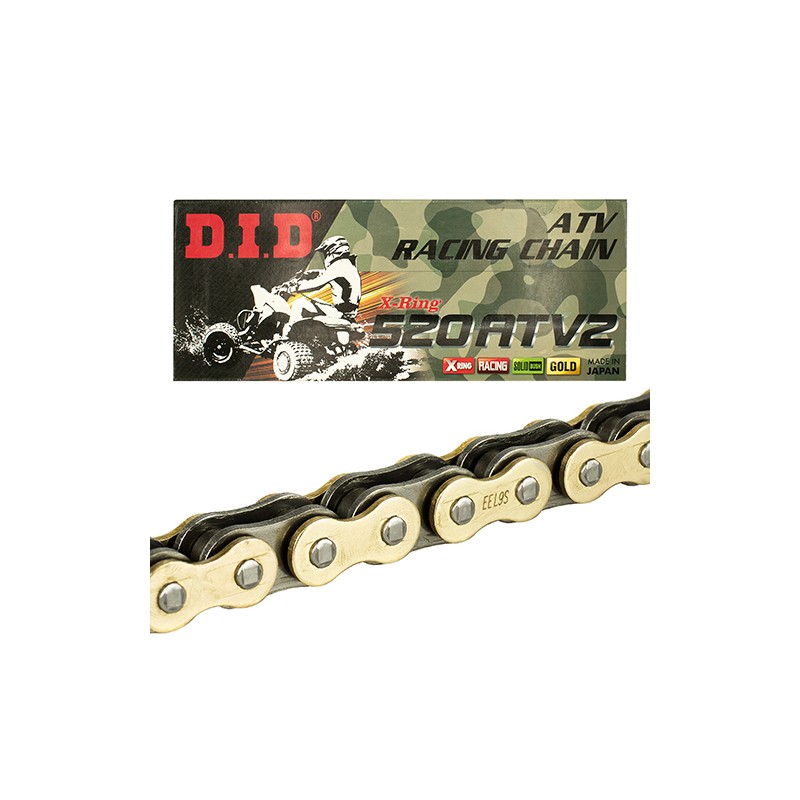 Cadena para motocicleta 520ATV2 X 104 DID X - ring Dorada Especial ATV