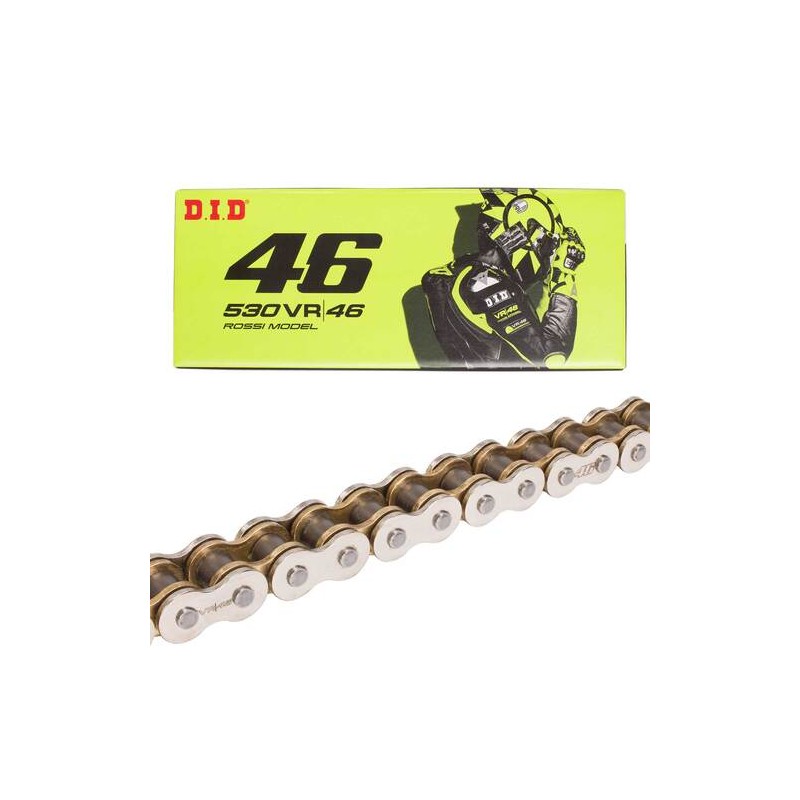 Cadena para motocicleta 530 VR46 X 122 (ZJ) dorada X - ring DID
