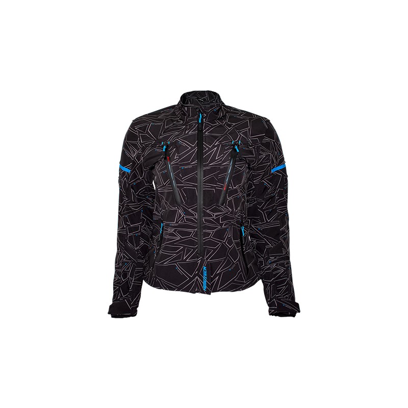 Chamarra para motociclista Softshell repelente con protecciones Talla 38 Blue Woman Hebotech