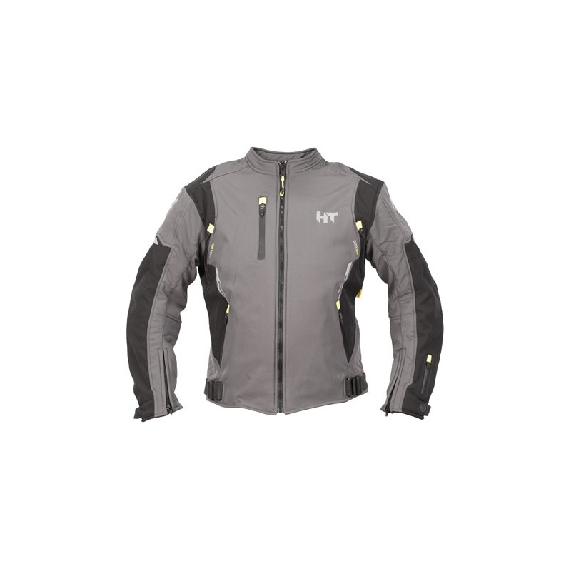Chamarra para motociclista Softshell repelente con protecciones Talla M Gris Amarillo Neon Hebotech