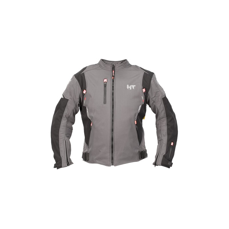 Chamarra para motociclista Softshell repelente con protecciones Talla M Gris Rojo Hebotech