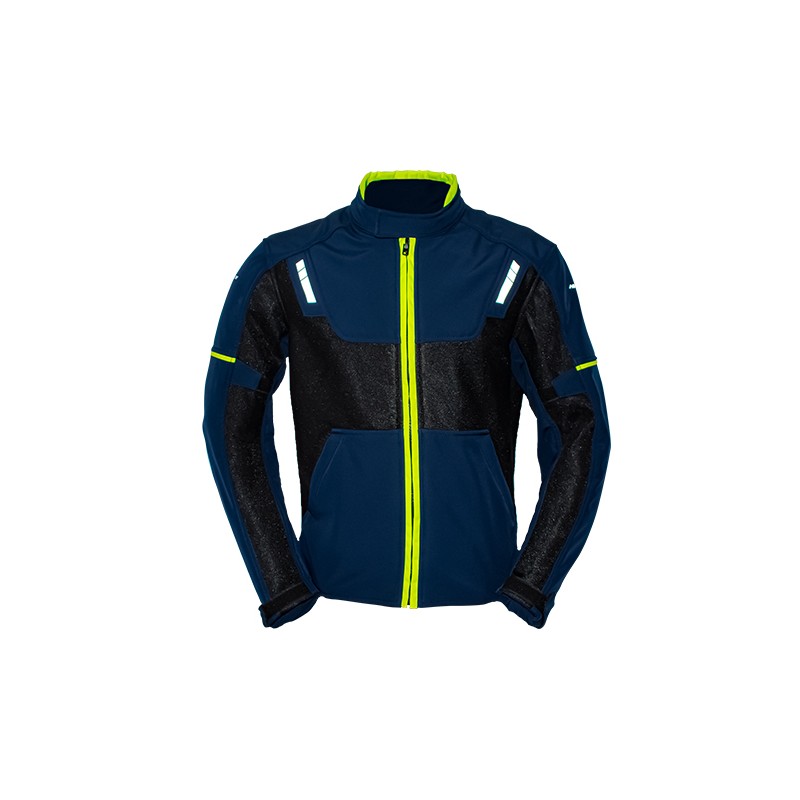 Chamarra para motociclista Softshell repelente con protecciones Talla S Luzern Blue Black Hebotech