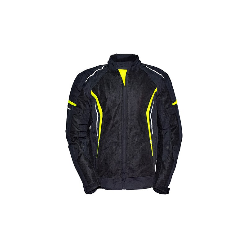 Chamarra para motociclista talla L Jacket mesh black yellow hebotech