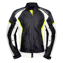 Chamarra para motociclista talla XXL Jacket mesh black white hebotech