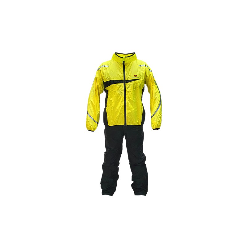 Impermeable Talla G negro con gris y amarillo neon (2pz) Hebotech