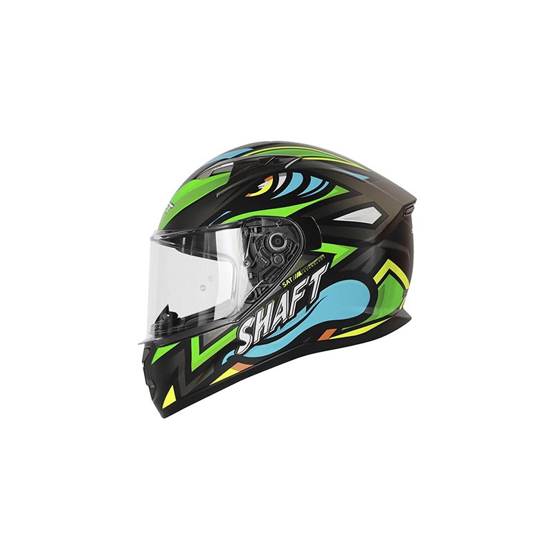 Casco para motociclista talla L cerrado SH522 Atom negro mate con verde Shaft