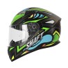 Casco para motociclista talla L cerrado SH522 Atom negro mate con verde Shaft