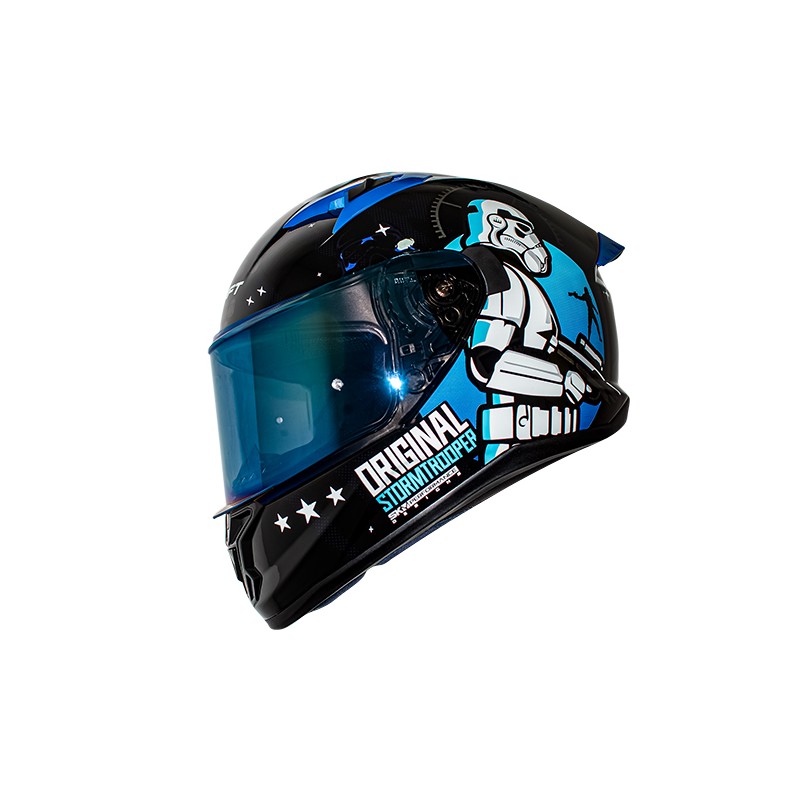 Casco para motociclista talla L integral Stormtrooper Starwars negro brillo azul Shaft