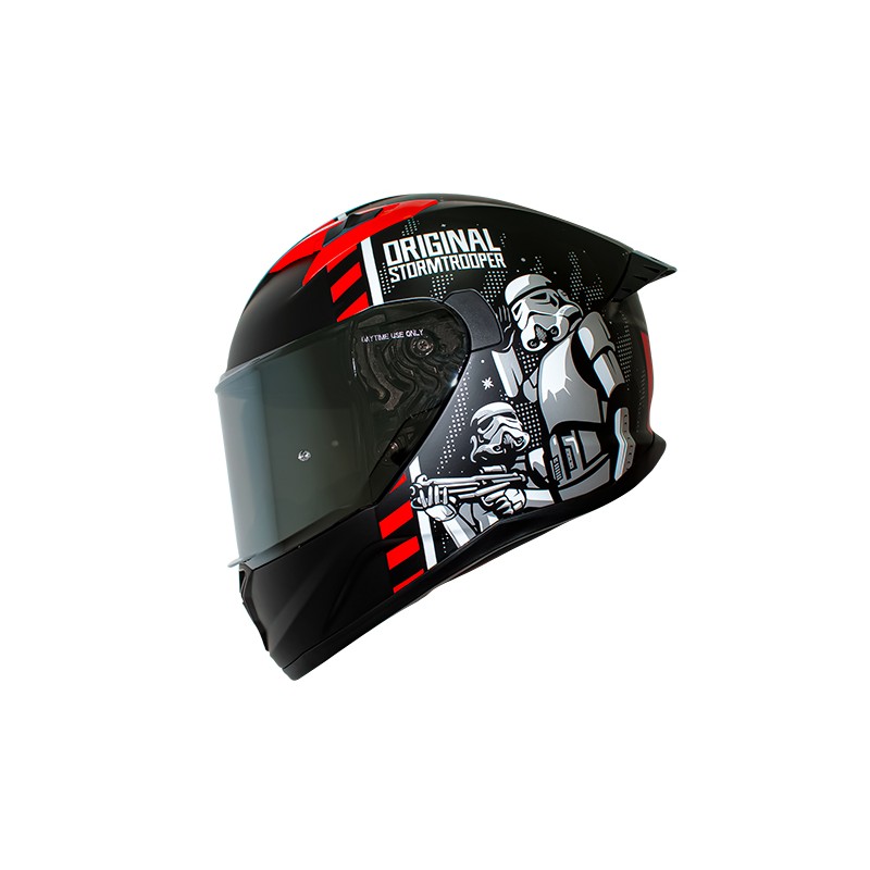 Casco para motociclista talla L integral Stormtrooper Starwars negro matte rojo Shaft