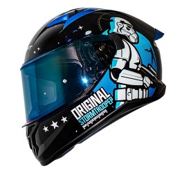 Casco para motociclista talla M integral Stormtrooper Starwars negro brillo azul Shaft