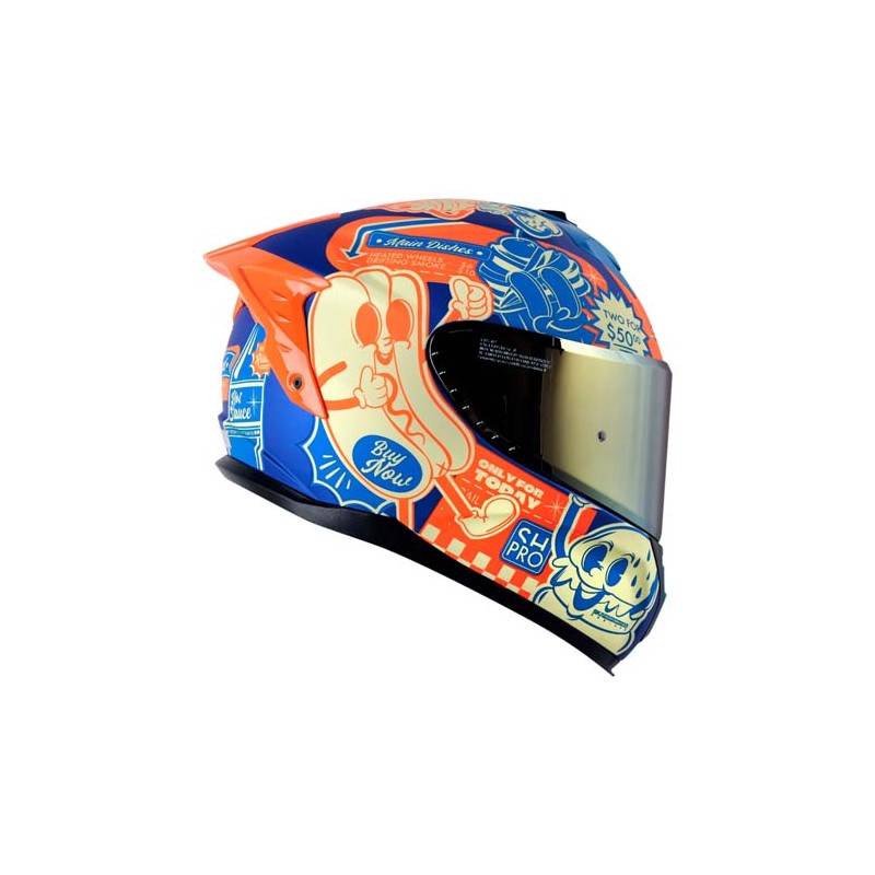 Casco para motociclista talla XL cerrado Shaft pro shpro - 610dv evo azul mate fast food