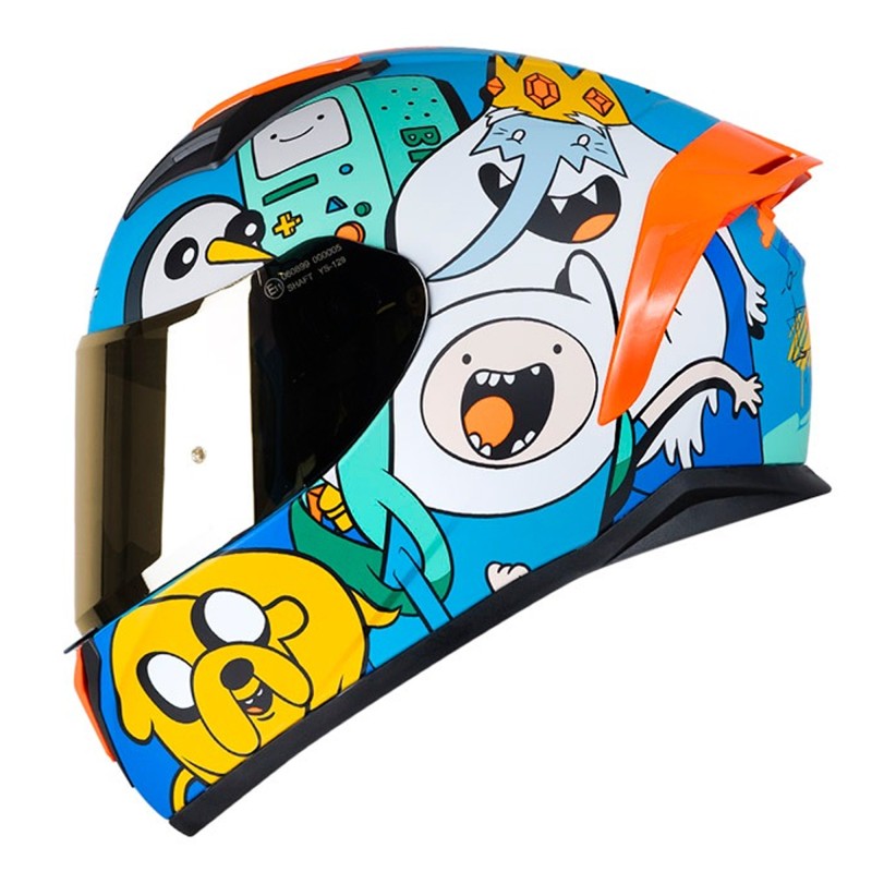 Casco para motociclista talla XL integral Adventure time azul Shaft