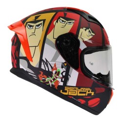 Casco para motociclista talla XL integral Shaft Samurai Jack rojo matte