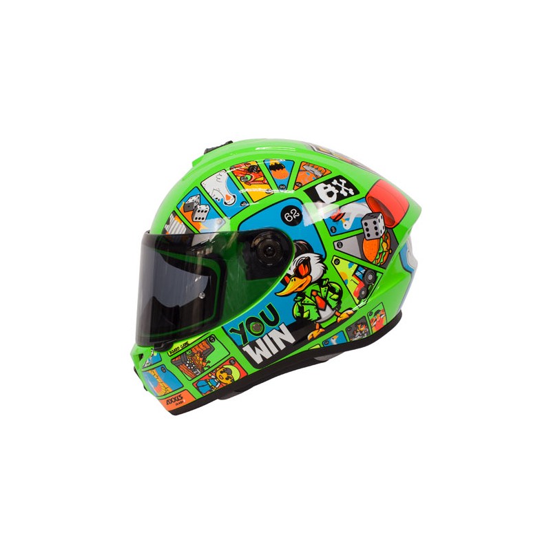 Casco integral para motociclista talla L Draken goose game A76 Gloss flour verde Axxis