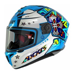 Casco para motociclista talla L cerrado Draken Star azul fluor Axxis