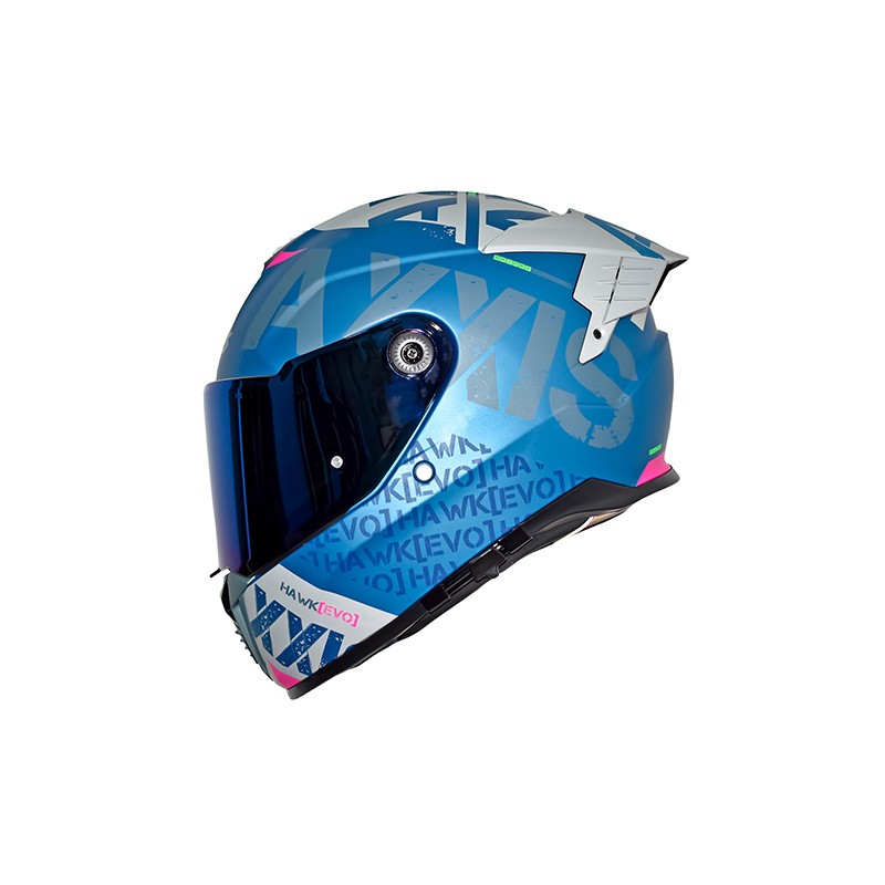 Casco para motociclista talla L cerrado Hawk spiffy B7 azul matte Axxis