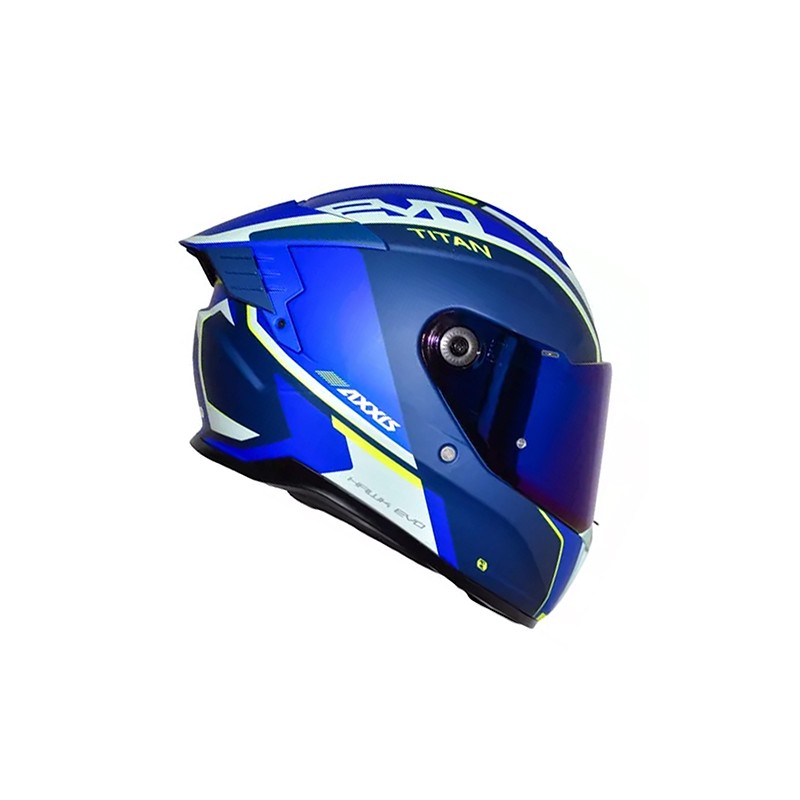 Casco para motociclista talla L cerrado hawk Titan B7 azul mate Axxis