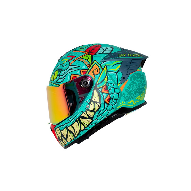Casco para motociclista talla M integral ¡Ay Güey! by Axxis Balam hawk A6 verde mette