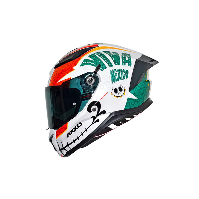 Casco para motociclista talla S integral Panther catrina A6 blanco brillo Axxis