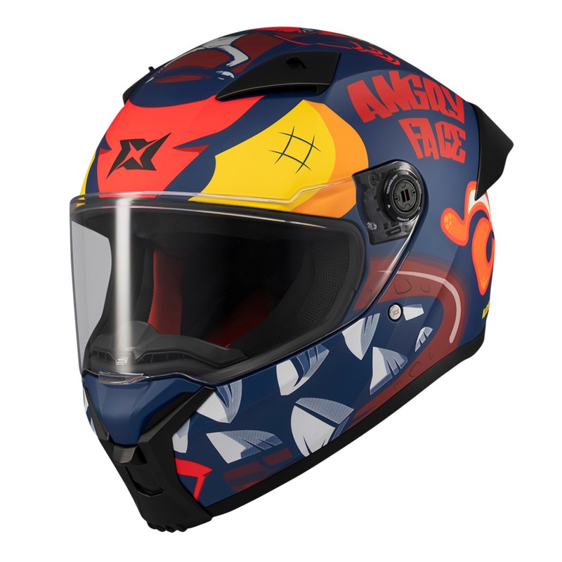Casco para motociclista talla XL cerrado Axxis Fenix Angry Face rojo matte