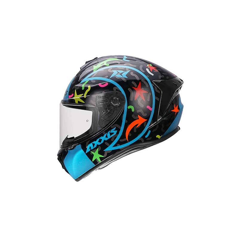 Casco para motociclista talla XL cerrado Draken Crazy azul fluor Axxis