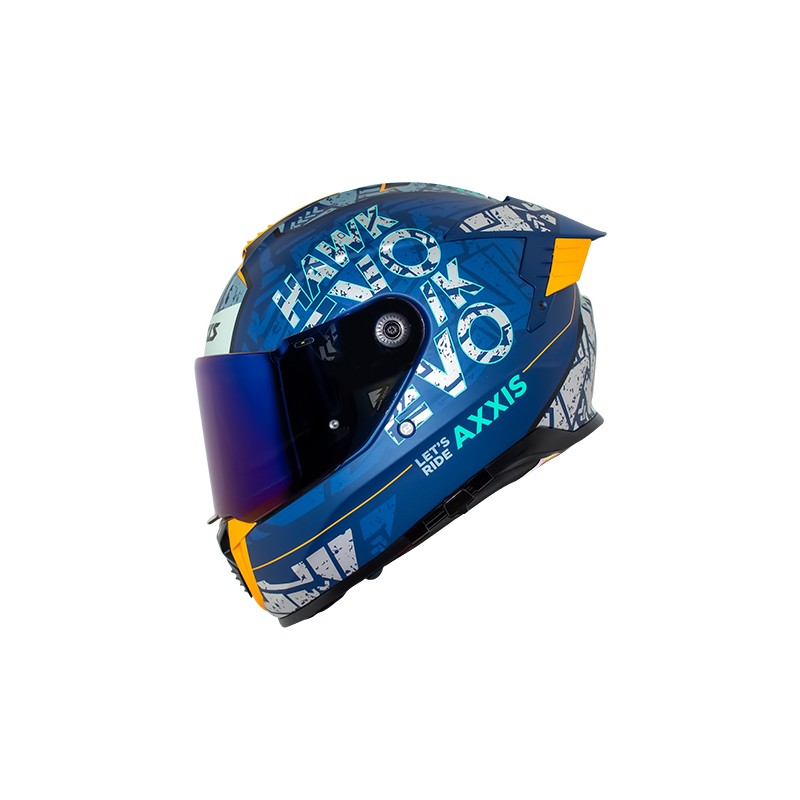 Casco para motociclista talla XL cerrado hawk let's ride B7 azul mate Axxis