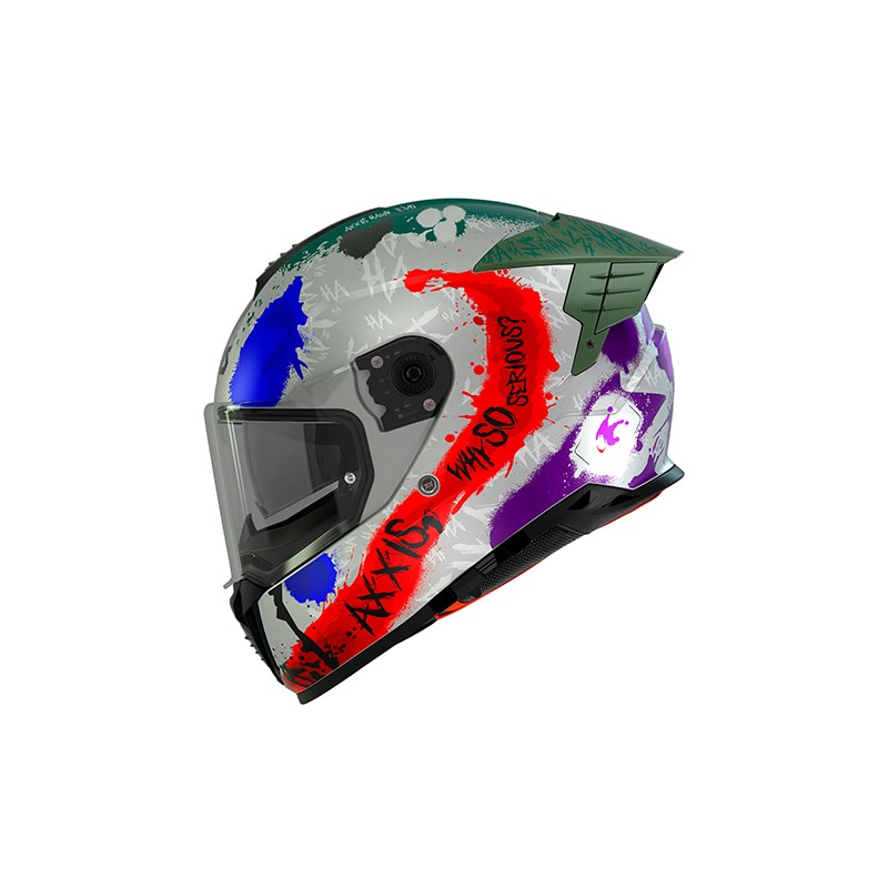 Casco para motociclista talla XXL cerrado Hawk Sick Joker gris Axxis