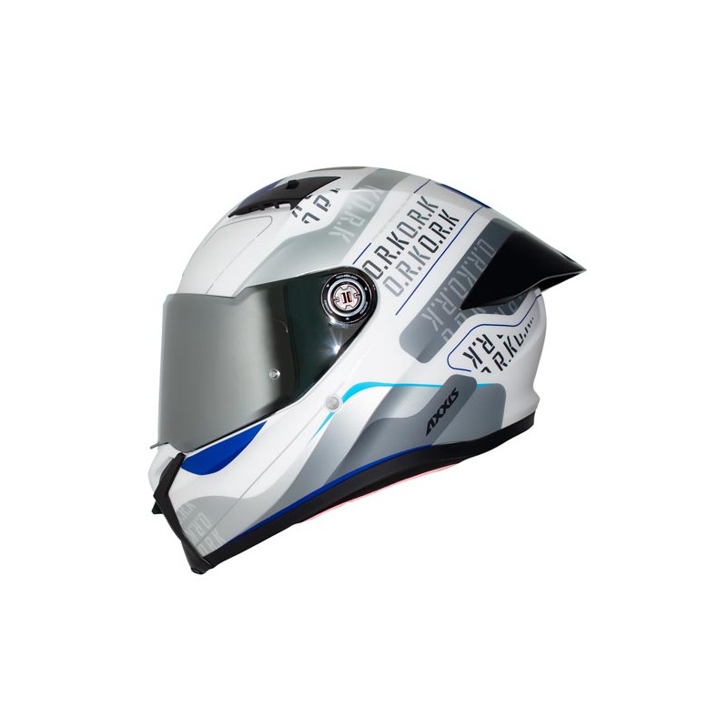 Cascos para motocicleta talla L cerrado Fenix ORK A17 blanco azul matte Axxis