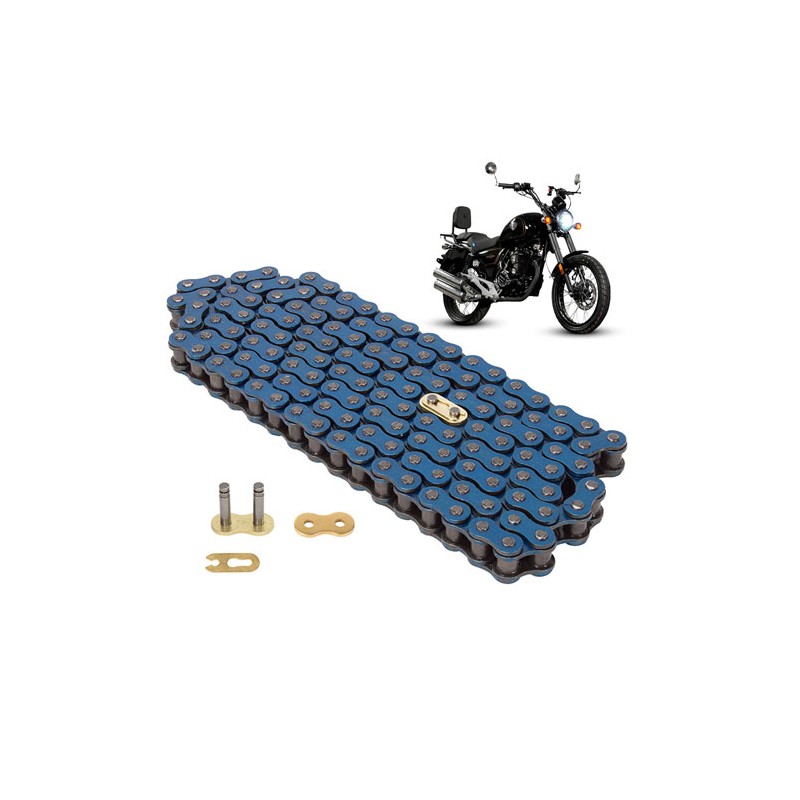 Cadena para motocicleta 428 H x 136L reforzada azul Leiruki
